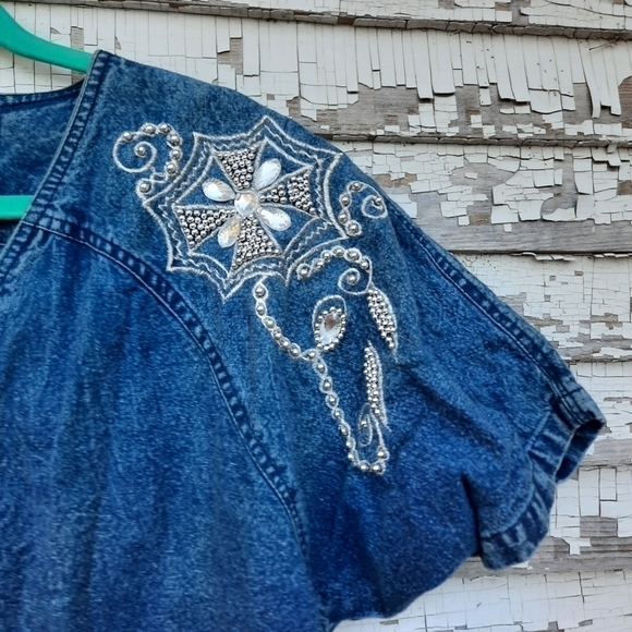 🌟 Vintage Club Z Denim acid washed shirt size large - Picture 2 of 6